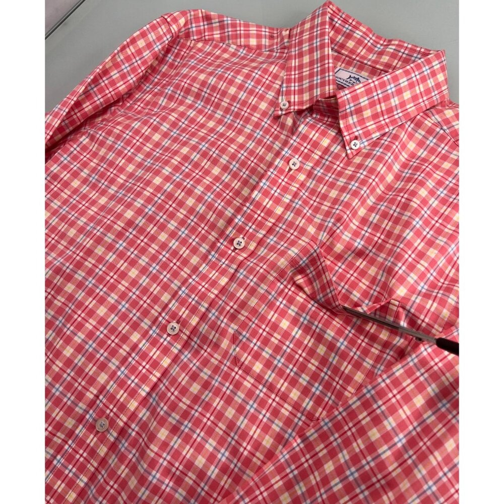 Southern Tide Shirt Mens Medium M Long Sleeve Button Up Stretch Peach Coastal - Picture 4 of 7